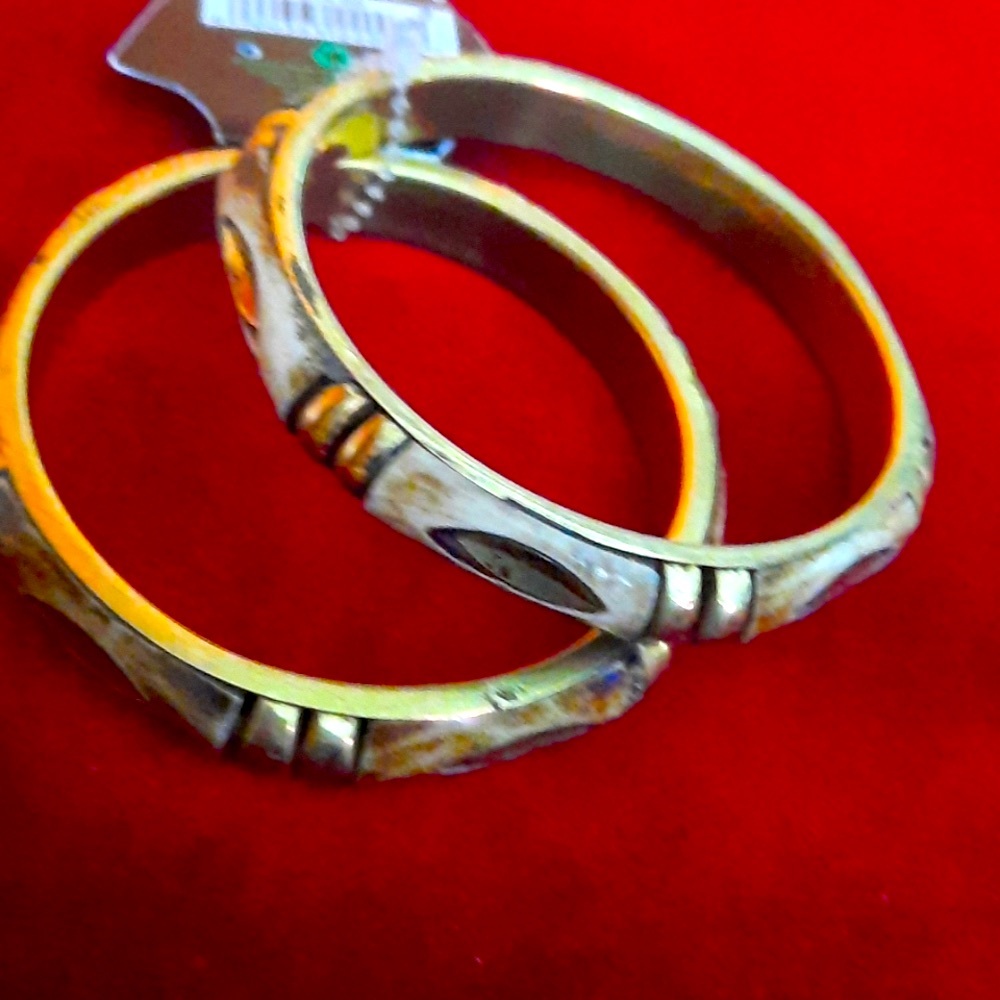 2 brass & bamboo bangles